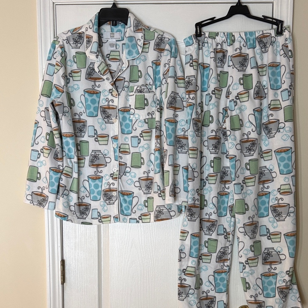 Karen Neuburger Pajama Set Womens Large Coffee Cup Design